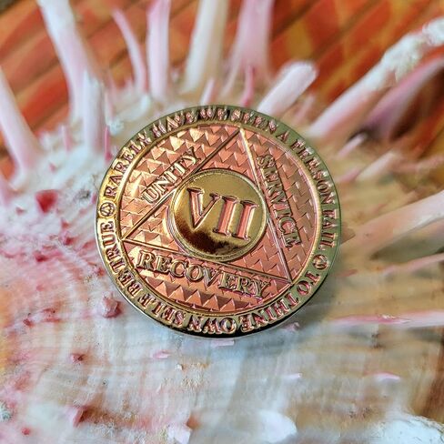 7 Year Sobriety Coin | Legacy AA Chip | Thick Triplate Recovery Anniversary Token (Aqua) in Saudi Arabia