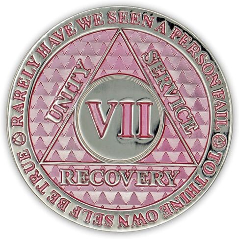 7 Year Sobriety Coin | Legacy AA Chip | Thick Triplate Recovery Anniversary Token (Aqua) in Saudi Arabia