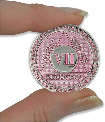 7 Year Sobriety Coin | Legacy AA Chip | Thick Triplate Recovery Anniversary Token (Aqua) in Saudi Arabia