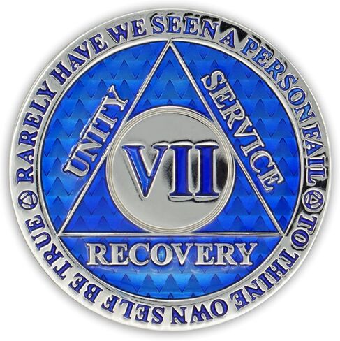 7 Year Sobriety Coin | Legacy AA Chip | Thick Triplate Recovery Anniversary Token (Aqua) in Saudi Arabia