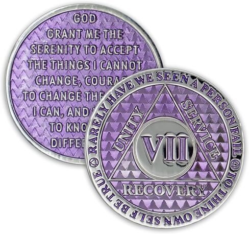 7 Year Sobriety Coin | Legacy AA Chip | Thick Triplate Recovery Anniversary Token (Aqua) in Saudi Arabia