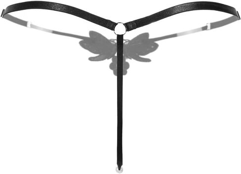 Women Sexy Panties Y-Back G string with Butterfly Pattern Center (as1, alpha, one_size, regular, regular, Black) in Kuwait