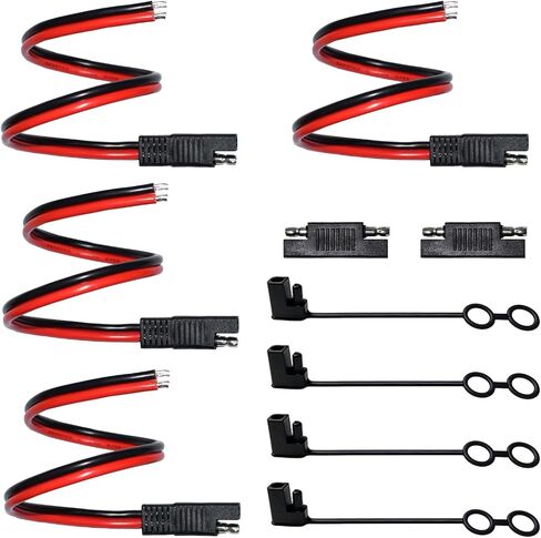 SAE Connector Tinned Copper Extension Cable 30cm 10AWG with Cover Polarity Adapter 2 Pin Quick Connect Disconnect Replacement Pigtail for Solar System Trolling Camper Tractors RV(4PCS) in Saudi Arabia