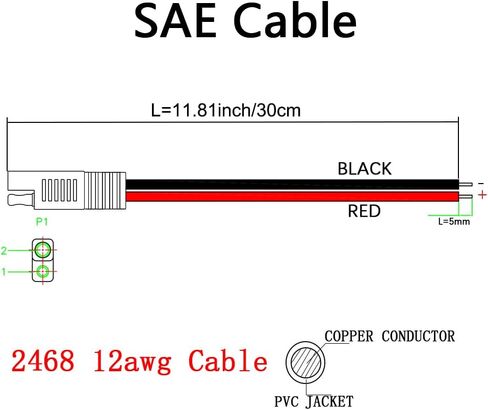 SAE Connector Tinned Copper Extension Cable 30cm 10AWG with Cover Polarity Adapter 2 Pin Quick Connect Disconnect Replacement Pigtail for Solar System Trolling Camper Tractors RV(4PCS) in Saudi Arabia