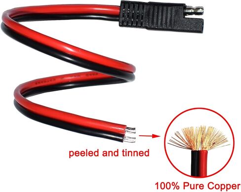 SAE Connector Tinned Copper Extension Cable 30cm 10AWG with Cover Polarity Adapter 2 Pin Quick Connect Disconnect Replacement Pigtail for Solar System Trolling Camper Tractors RV(4PCS) in Saudi Arabia