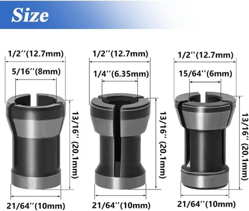 3Pcs Router Collet Chuck, Router Bit Collet Chuck Clamping Adapter Milling Adapter Chuck Conversion Tool for Woodworking Trimming Engraving Machine in Saudi Arabia