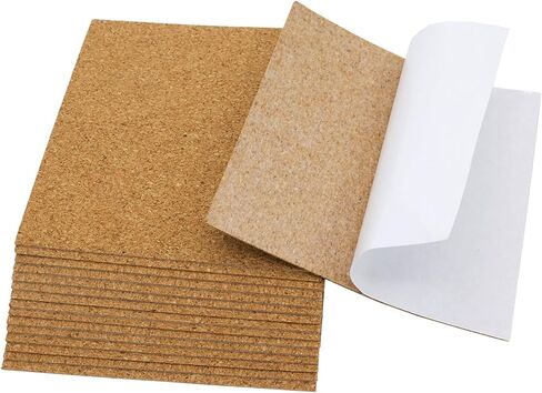 16 Pcs Self-Adhesive Cork Squares, 4 x 4 Inch Cork Tiles Backing Sheets,Mini Wall Cork Mat,Cork Tiles,for Cork Coasters Pads and DIY Crafts,Wood Color, 4",Squares in Kuwait
