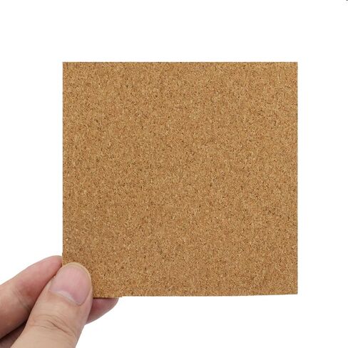 16 Pcs Self-Adhesive Cork Squares, 4 x 4 Inch Cork Tiles Backing Sheets,Mini Wall Cork Mat,Cork Tiles,for Cork Coasters Pads and DIY Crafts,Wood Color, 4",Squares in Kuwait