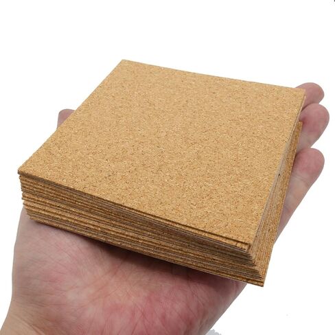 16 Pcs Self-Adhesive Cork Squares, 4 x 4 Inch Cork Tiles Backing Sheets,Mini Wall Cork Mat,Cork Tiles,for Cork Coasters Pads and DIY Crafts,Wood Color, 4",Squares in Kuwait