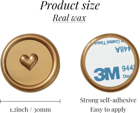 UNIQOOO Wax Seal Stickers - 3D Heart Wedding Invitation Envelope Seal Stickers, 50 Pcs Self- Adhesive Antique Gold Stickers, Perfect for Invitation, Christmas, Gift Wrapping, Party in Kuwait