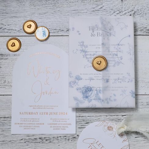UNIQOOO Wax Seal Stickers - 3D Heart Wedding Invitation Envelope Seal Stickers, 50 Pcs Self- Adhesive Antique Gold Stickers, Perfect for Invitation, Christmas, Gift Wrapping, Party in Kuwait