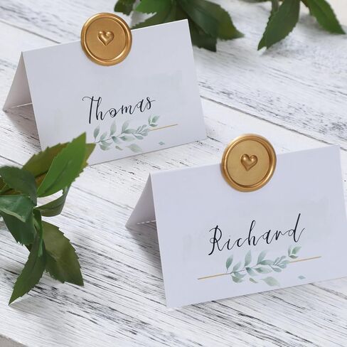 UNIQOOO Wax Seal Stickers - 3D Heart Wedding Invitation Envelope Seal Stickers, 50 Pcs Self- Adhesive Antique Gold Stickers, Perfect for Invitation, Christmas, Gift Wrapping, Party in Kuwait