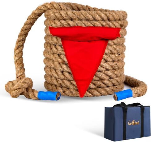 Gothink 50 FT Tug of War Rope Set for Kids - Soft Natural Jute Fiber Rope with Red Flag for School Field Day, Birthday, Holiday Party Game，Camping，Backyard Outdoor Games & Team Activities in Saudi Arabia