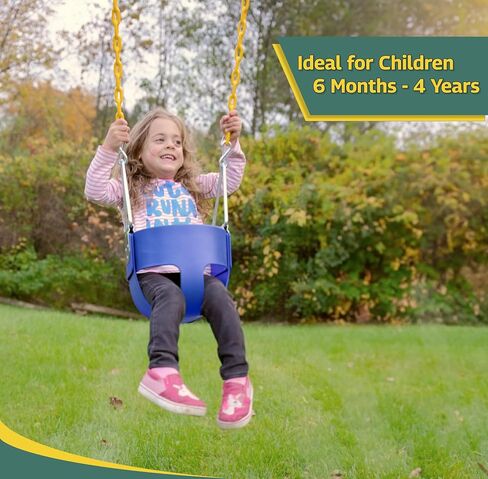 مقعد أرجوحة للأطفال الصغار من Eastern Jungle Gym عالي التحمل وظهر كامل | سلاسل التأرجح المطلية مجمعة بالكامل | ملحق مجموعة الأرجوحة الزرقاء in Kuwait
