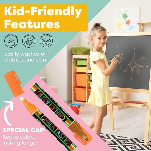 Chalk Markers, Chalkboard Markers with Reversible 6mm Fine or Chisel Tip, Erasable Liquid Chalk Markers for Menu Board, Glass, Blackboard, Window, Signs, Bistro, Car (Pastel - 18 Pack) in Kuwait