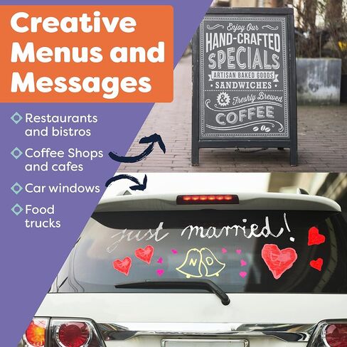 Chalk Markers, Chalkboard Markers with Reversible 6mm Fine or Chisel Tip, Erasable Liquid Chalk Markers for Menu Board, Glass, Blackboard, Window, Signs, Bistro, Car (Pastel - 18 Pack) in Kuwait
