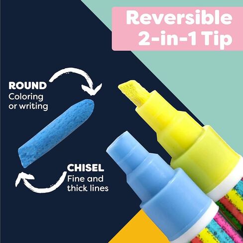 Chalk Markers, Chalkboard Markers with Reversible 6mm Fine or Chisel Tip, Erasable Liquid Chalk Markers for Menu Board, Glass, Blackboard, Window, Signs, Bistro, Car (Pastel - 18 Pack) in Kuwait