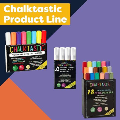 Chalk Markers, Chalkboard Markers with Reversible 6mm Fine or Chisel Tip, Erasable Liquid Chalk Markers for Menu Board, Glass, Blackboard, Window, Signs, Bistro, Car (Pastel - 18 Pack) in Kuwait
