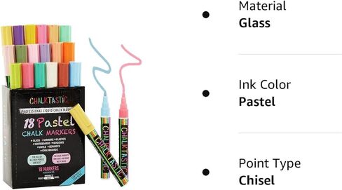 Chalk Markers, Chalkboard Markers with Reversible 6mm Fine or Chisel Tip, Erasable Liquid Chalk Markers for Menu Board, Glass, Blackboard, Window, Signs, Bistro, Car (Pastel - 18 Pack) in Kuwait