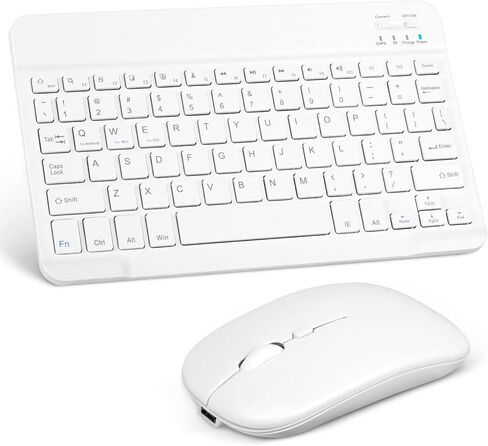 Rechargeable Bluetooth Keyboard and Mouse Combo Ultra Slim Full-Size Keyboard and Ergonomic Mouse for Samsung Galaxy S22 S23 Ultra S24 and All Bluetooth Enabled Mac/Tablet/iPad/PC/Laptop - Pure White in Saudi Arabia