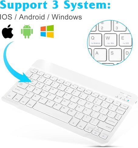 Rechargeable Bluetooth Keyboard and Mouse Combo Ultra Slim Full-Size Keyboard and Ergonomic Mouse for Samsung Galaxy S22 S23 Ultra S24 and All Bluetooth Enabled Mac/Tablet/iPad/PC/Laptop - Pure White in Saudi Arabia