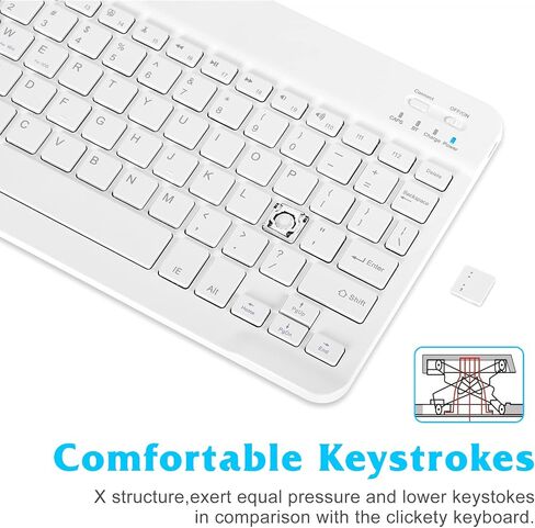 Rechargeable Bluetooth Keyboard and Mouse Combo Ultra Slim Full-Size Keyboard and Ergonomic Mouse for Samsung Galaxy S22 S23 Ultra S24 and All Bluetooth Enabled Mac/Tablet/iPad/PC/Laptop - Pure White in Saudi Arabia