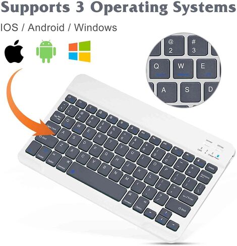 Rechargeable Bluetooth Keyboard and Mouse Combo Ultra Slim Full-Size Keyboard and Ergonomic Mouse for Samsung Galaxy S22 S23 Ultra S24 and All Bluetooth Enabled Mac/Tablet/iPad/PC/Laptop - Pure White in Saudi Arabia