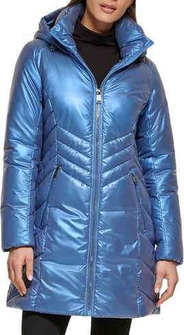 Guess Women's Duvet Puffer Hooded Water Resistant Coat in Saudi Arabia