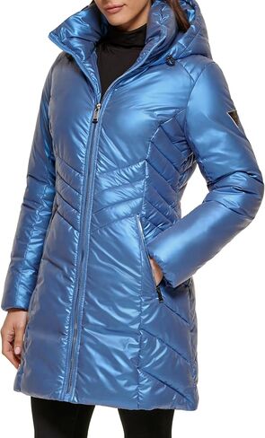 Guess Women's Duvet Puffer Hooded Water Resistant Coat in Saudi Arabia