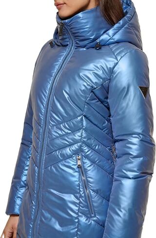 Guess Women's Duvet Puffer Hooded Water Resistant Coat in Saudi Arabia