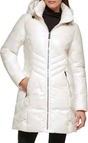 Guess Women's Duvet Puffer Hooded Water Resistant Coat in Saudi Arabia
