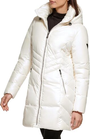 Guess Women's Duvet Puffer Hooded Water Resistant Coat in Saudi Arabia