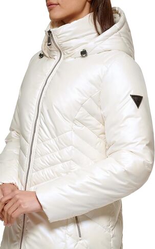 Guess Women's Duvet Puffer Hooded Water Resistant Coat in Saudi Arabia