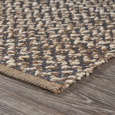 سجادة LR Home Fiber مع سجادة شيفرون عميقة، مقاس 2'0 بوصة × 5'8 بوصة، طبيعي/رمادي in Kuwait