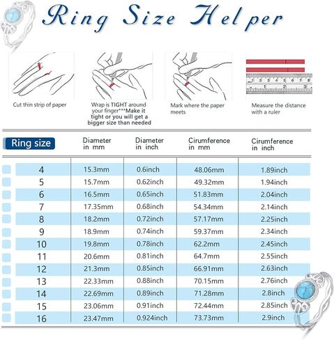 خواتم الفيروز للنساء 925 الفضة الاسترليني حجم 7/8/9 سلتيك بوهو الفيروز خاتم حجر الفيروز سوليتير إنفينيتي خواتم مجوهرات هدايا للفتيات أمي عيد ميلاد عيد الميلاد in Kuwait