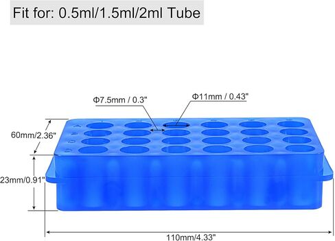 MECCANIXITY Centrifuge Tube Rack 11mm/7.5mm Hole 24-Well Double Panel Polypropylene for 0.5ml/1.5ml/2ml Tube Pack of 2 in Saudi Arabia