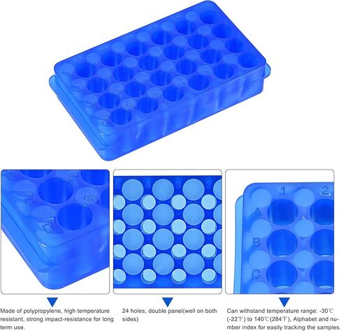 MECCANIXITY Centrifuge Tube Rack 11mm/7.5mm Hole 24-Well Double Panel Polypropylene for 0.5ml/1.5ml/2ml Tube Pack of 2 in Saudi Arabia