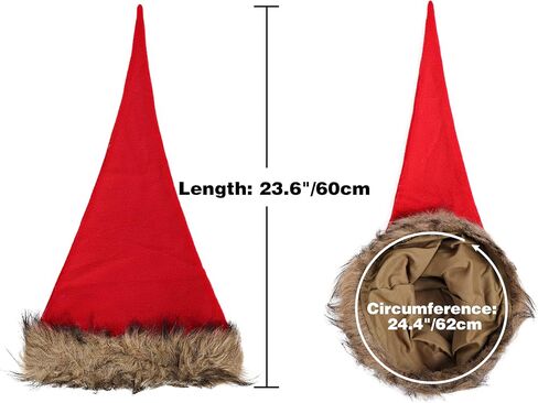 قبعة سانتا التنكرية القزم Liripipe زي قطيفة حافة طويلة مدببة لعيد الميلاد قبعة رن فير لعيد الميلاد in Kuwait