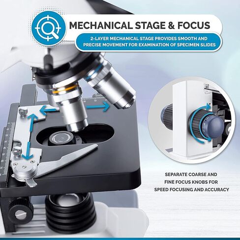 AmScope - مجهر LED Darkfield 40X-2500X ثنائي العينين مع رأس Siedentopf - B120C-DK in Saudi Arabia
