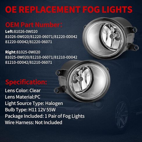 YITAMOTOR Fog Lights Compatible with 2007-2014 Camry 2009-2013 Corolla 06-12 RAV4 08-10 Highlander 10-13 RX350 RX450h 2013 GS350 GS450h LX570 Fog Light Replacement Fog Lamp in Saudi Arabia