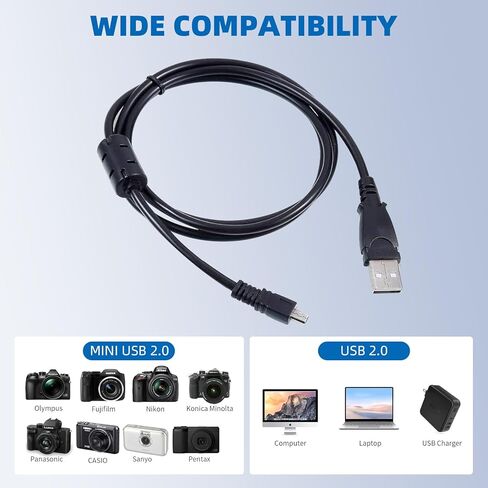 USB شاحن بطارية الكمبيوتر USB شاحن بطارية كابل مزامنة البيانات الحبل لسوني كاميرا Cybershot DSC-W800 W810 W830 W330 S/B/P/R in Kuwait