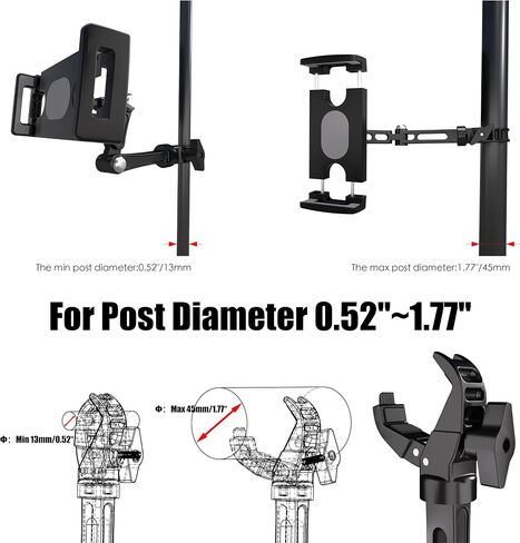 Tablet Holder for Mic Stand iPad Holder Microphone Stand Music Stand for Tablet iPad Compatible with 4.7-12.9 Inch Devices Multi-Angle Adjustable 10" Long Aluminum Alloy Mount in Saudi Arabia