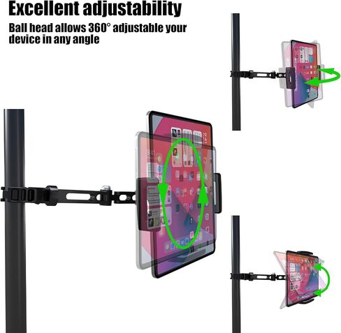 Tablet Holder for Mic Stand iPad Holder Microphone Stand Music Stand for Tablet iPad Compatible with 4.7-12.9 Inch Devices Multi-Angle Adjustable 10" Long Aluminum Alloy Mount in Saudi Arabia