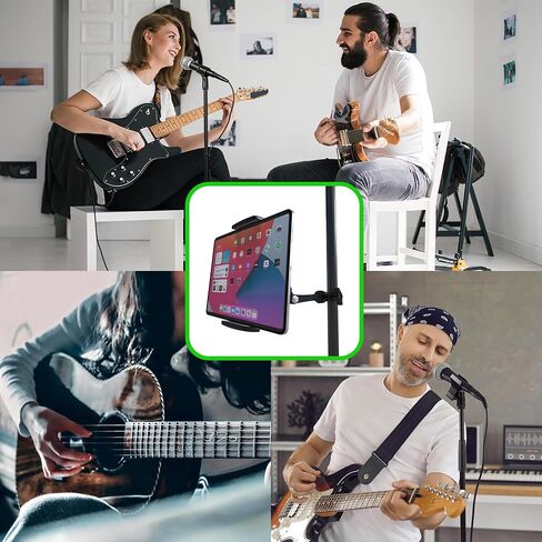 Tablet Holder for Mic Stand iPad Holder Microphone Stand Music Stand for Tablet iPad Compatible with 4.7-12.9 Inch Devices Multi-Angle Adjustable 10" Long Aluminum Alloy Mount in Saudi Arabia