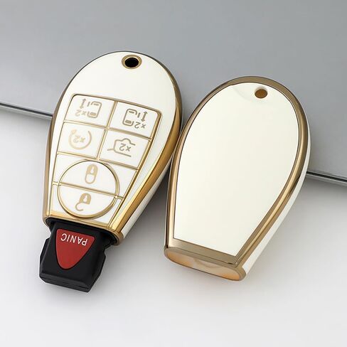 for Dodge TPU Key Fob Cover, Compatible with 2008-2018 Dodge Ram Jeep Chrysler, Remote key Case with Leather Keychain in Kuwait