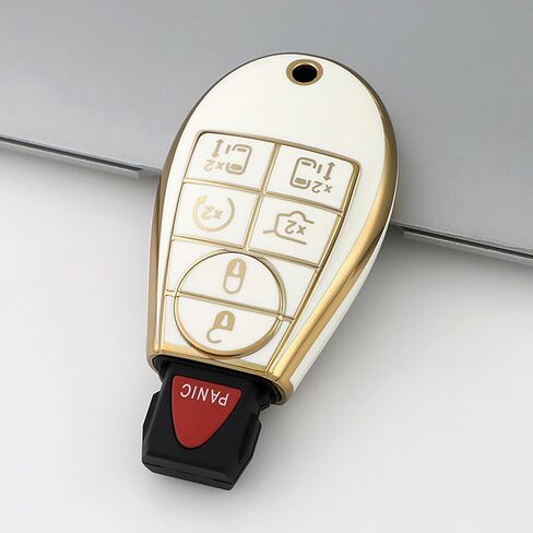 for Dodge TPU Key Fob Cover, Compatible with 2008-2018 Dodge Ram Jeep Chrysler, Remote key Case with Leather Keychain in Kuwait