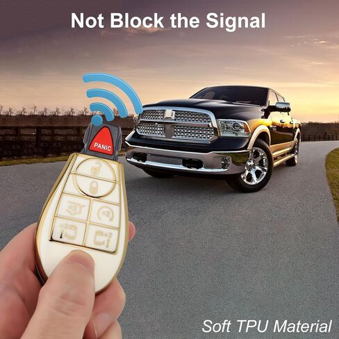 for Dodge TPU Key Fob Cover, Compatible with 2008-2018 Dodge Ram Jeep Chrysler, Remote key Case with Leather Keychain in Kuwait