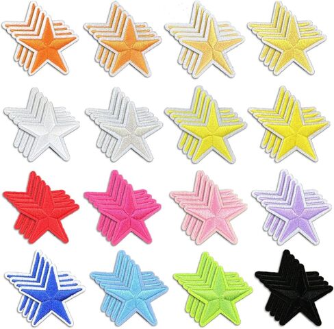 Star Iron On Patches, Stars Embroidery Applique Patch, Cute DIY Decorative Patches for Clothing Jeans Jackets Backpacks Hats (64 Pieces 16 Color) in Saudi Arabia