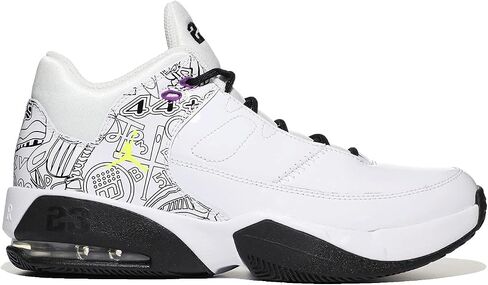 Jordan Girl's Jordan Max Aura 3 DIY (طفل كبير) أبيض/أسود/بنفسجي مفرط/أزرق جامعي 7 طفل كبير M in Saudi Arabia