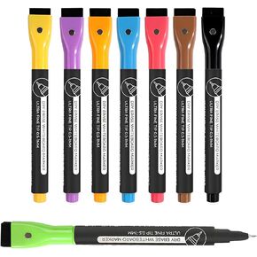 Magnetic Dry Erase Marker Set, Ultra Fine Tip, 8 Colors, Magnetic Whiteboard Markers for Classroom, Office, Home, Dry Erase Board